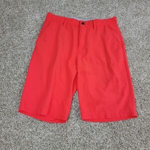 Adidas Mens 30 Solid Orange Elastic Waist Chino Golf Shorts